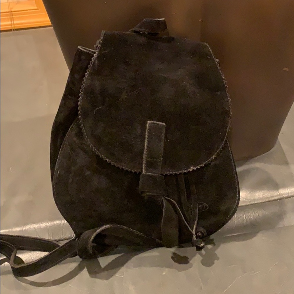 Black suede knapsack